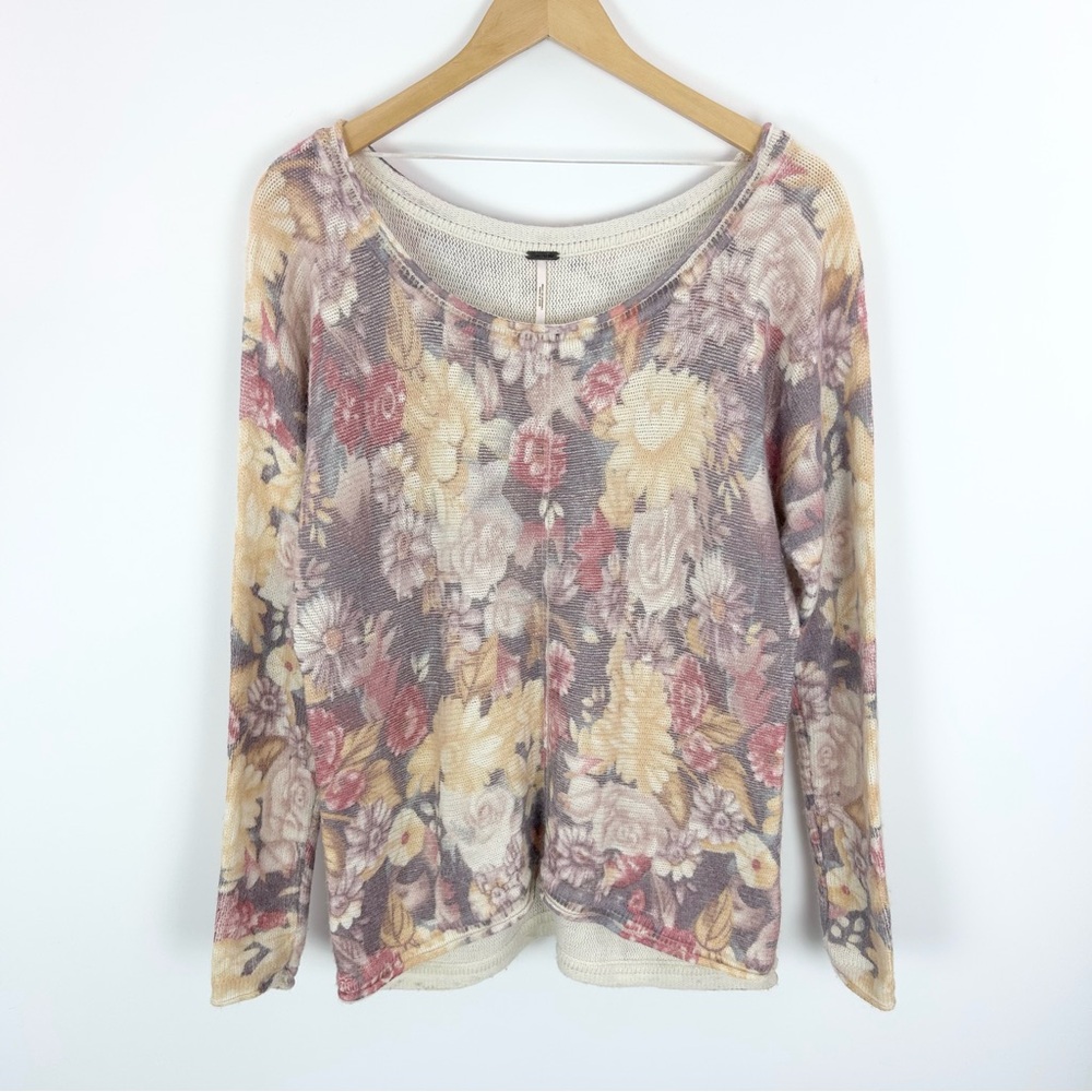 Free People Flower Bomb Distressed Floral Sweater‎ - Picture 2 of 6